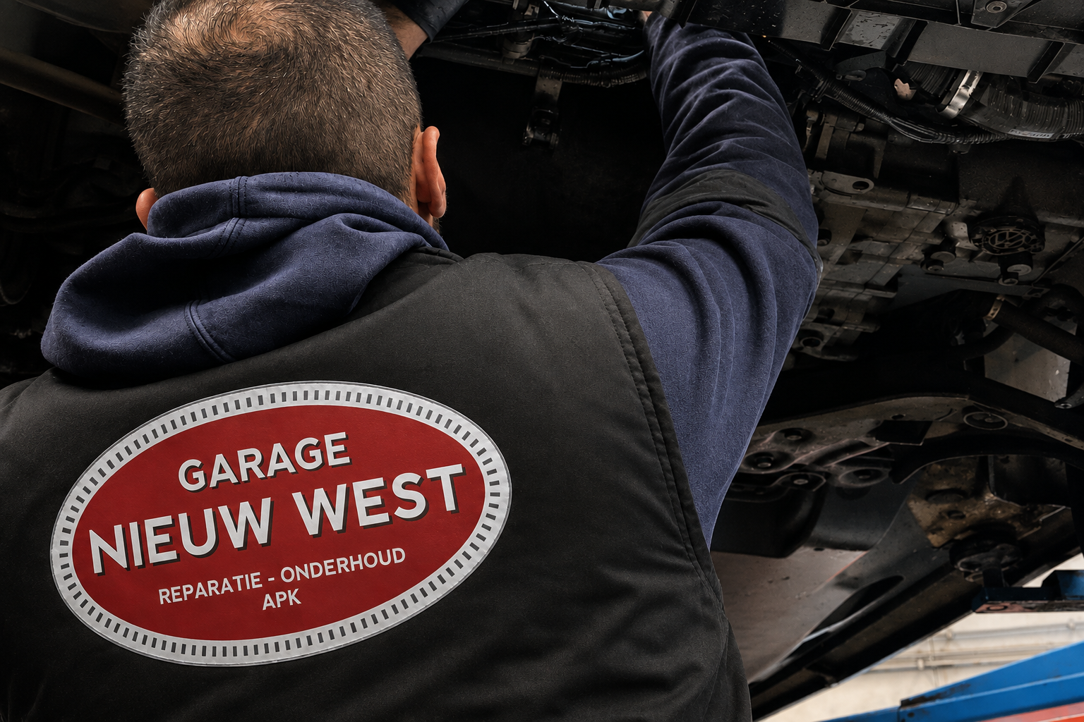 Vakman van Garage Nieuw West werkt aan een auto